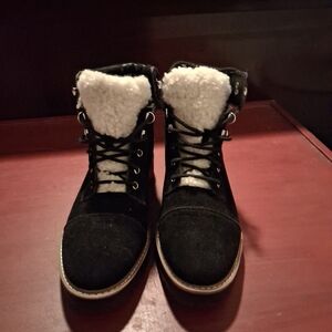 Women's Black and White Ankle Boots